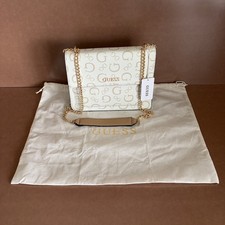 Image of NEW GUESS G Logo Print Satchel Crossbody Bag Handbag Purse - White Multi