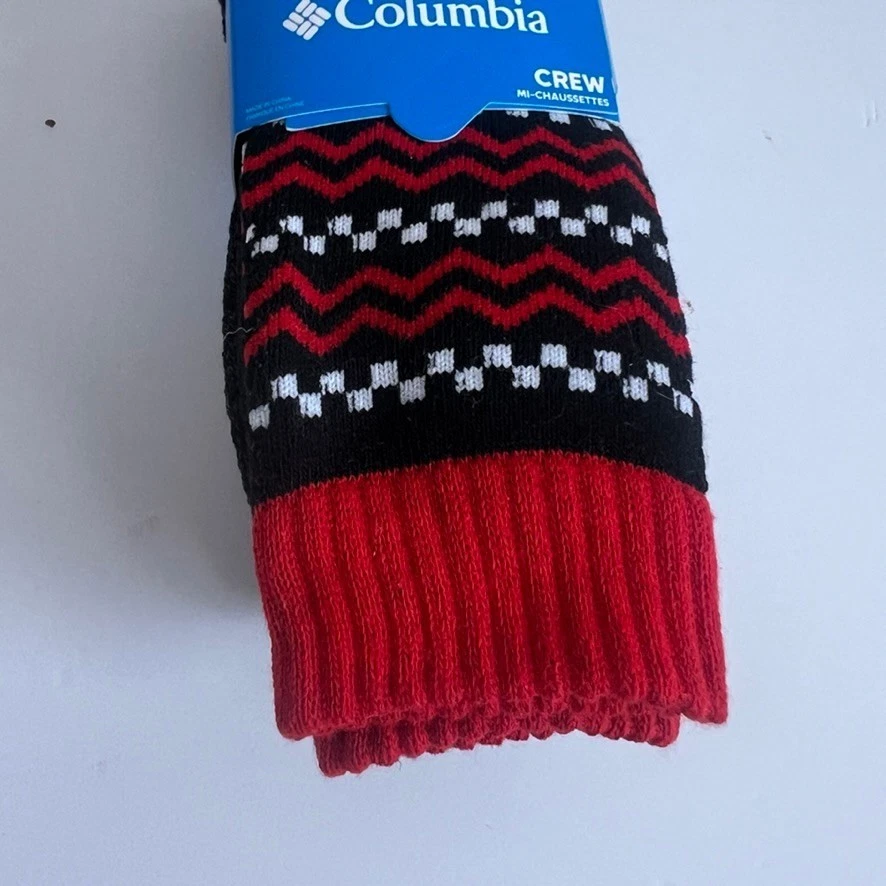 Nuevo paquete de 4 pares de calcetines Columbia para mujer negros rojos estampados Fair Isle talla 4-10 Foto 4 de 4