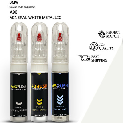 for BMW A96 MINERAL WHITE METALLIC Touch Up Paint Scratch Repair Remove Kit Set 