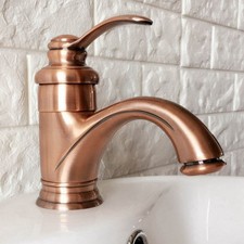 Antique Red Copper Bathroom Sink Faucet Single Handle Vanity Basin Mixer Tap