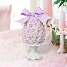 8" Lavender Flower Egg On Stand Easter Decor NEW 2025