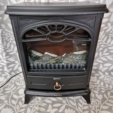 Delta Electric Log Effect Stove Heater Freestanding Cast Iron Style Fire Black