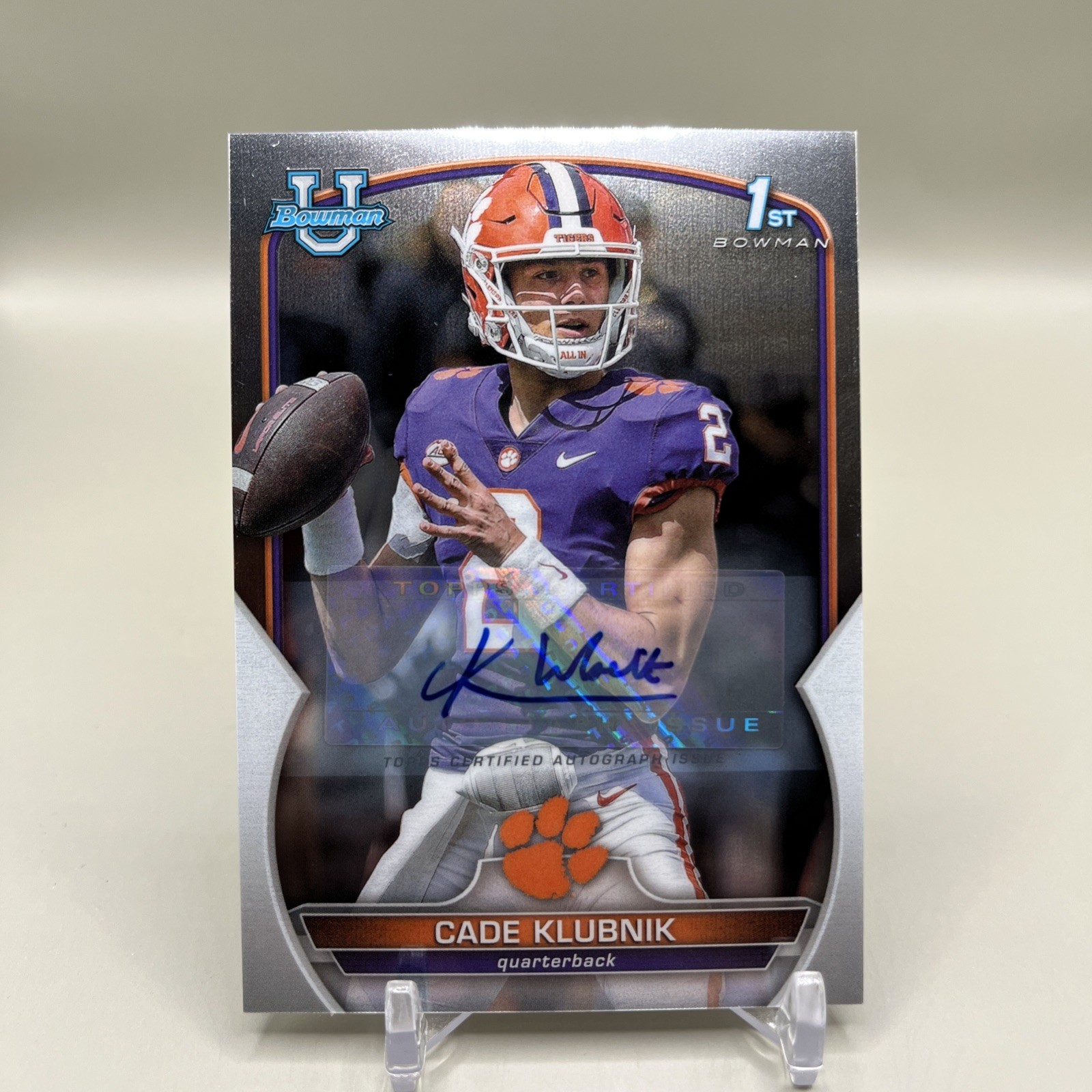 2022 Bowman U Chrome #42 Cade Klubnik 1st Bowman Auto Clemson Tigers