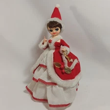 Bradley Big Eyes Doll Christmas 13.5" Red Dress Hoop Skirt Artmark Great Eyes!!