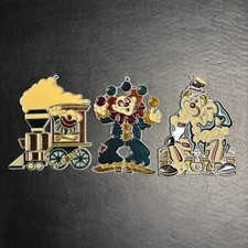 Vintage 3 Stained Glass Clown Sun Catchers Train, Juggling 5 X 4 Inch