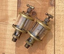 Vtg Pair (2) Michican Lubricator X12A11/2 Oilers Brass Glass Hit/Miss Steampunk