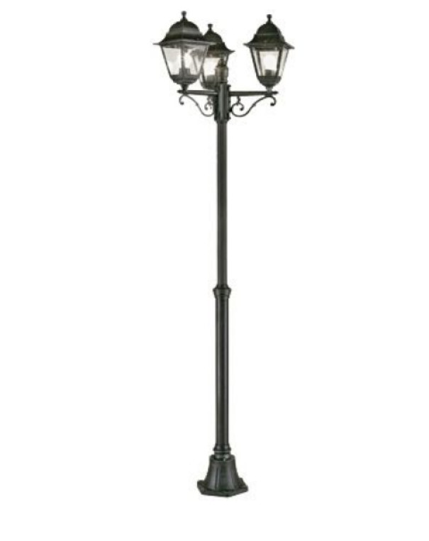 Sovil Mini Q Lampione da Giardino 3 Luci Nero Telescopico E27