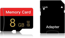 Micro Memory Card 8 GB with Adapter, C10/U1/UHS-I/A1 Transflash Card, TF Card fo