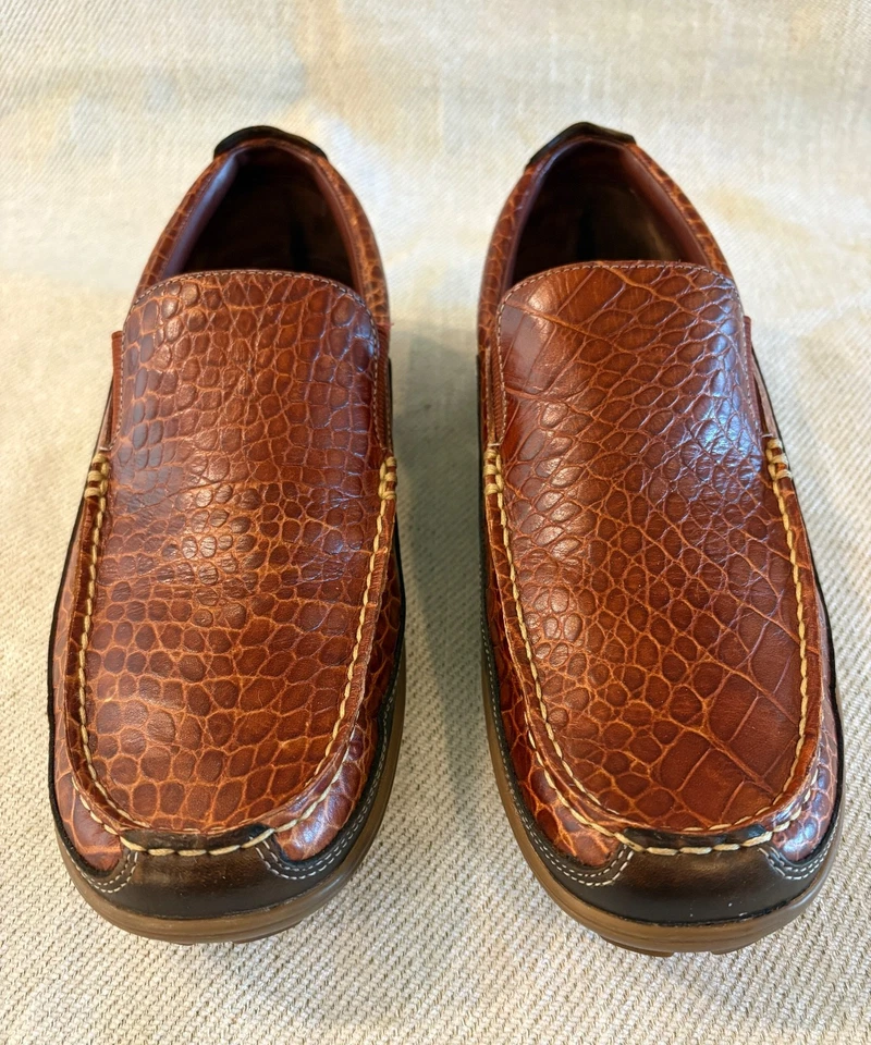 Mocasín Cole Haan Tucker Veneciano Croc Cuero Repujado Sin Cordones Marrón Tostado Talla 9.5M Foto 2 de 4
