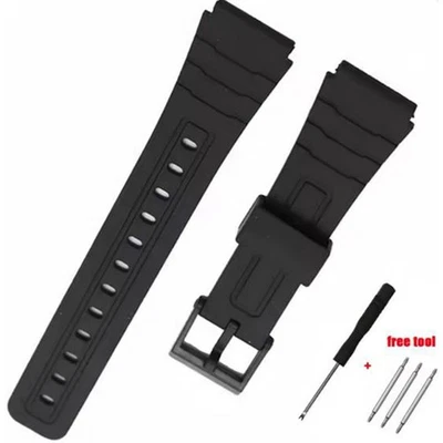 Ersatz Armband Uhrenband passend für Casio F91W F-91W schwarz Kunststoff 18 mm - - Bild 1 von 4