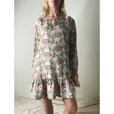 CYNTHIA ROWLEY Silk Floral Babydoll Mini Dress US 4