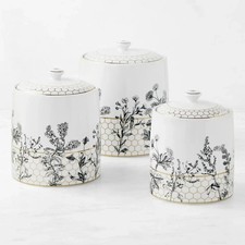 Honeycomb Porcelain Canister Williams Sonoma Ceramic Kitchen Cookie Jar