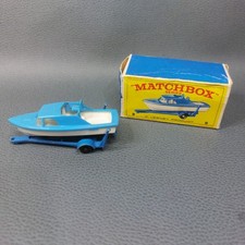 Vintage Matchbox Lesney 9 Blue Cabin Cruiser Boat & Trailer V1 - Boxed