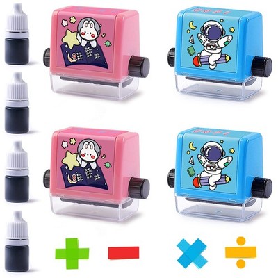 4PCS Smart Math Stamp Set   Reusable Roller Tools for Addition, Subtraction