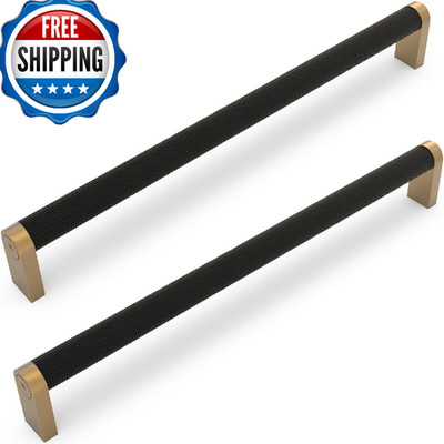 KOMOTIA 6 Pack Matte Black Champagne Bronze Cabinet Pulls Knurled 10'' Hole Cente