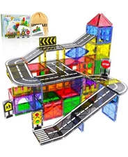 Magnetic Tiles Building Set 38PCS Roads Cars Construction Toy Kids 3+