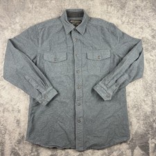 Grizzly Mountain Shirt Mens Large Blue Flannel Button Up Long Sleeve Workwear