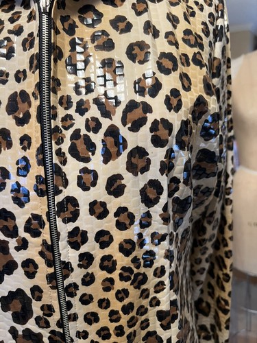 Exclusively Misook Leopard Print Zip Up Jacket Sparkle Paillette Size L NWOT - 第 3/5 張圖片