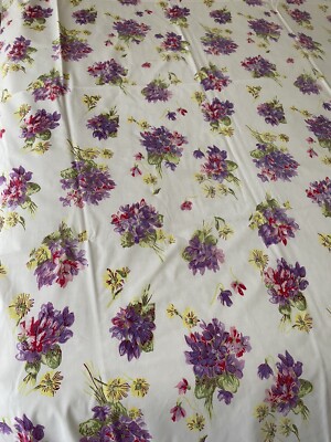Drap Plat Individuel D. Porthault - 100% Coton, Motif Violettes, Vintage France