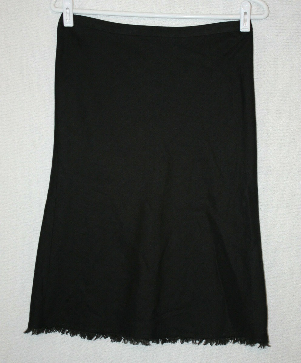 BCBG MaxAzria Size Linen Blend Pencil Skirt Black with Fringe - Main Image