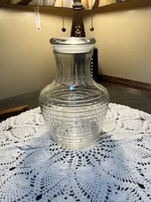 Vintage Anchor Hocking Ribbed Beehive Glass Juice Pitcher with Lid 9”