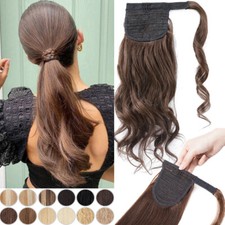 Wrap Around Ponytail Clip in 100 Remy Human Hair Extensions Body Wave Hairpiece