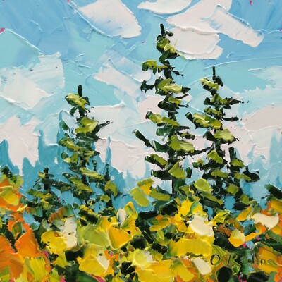 Painting Oil Original Forest Autumn Small Painting Fall Landscape Wall Art 6x6