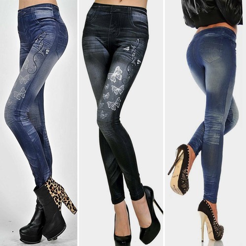 Women Stretchy Denim Look Skinny Ladies 