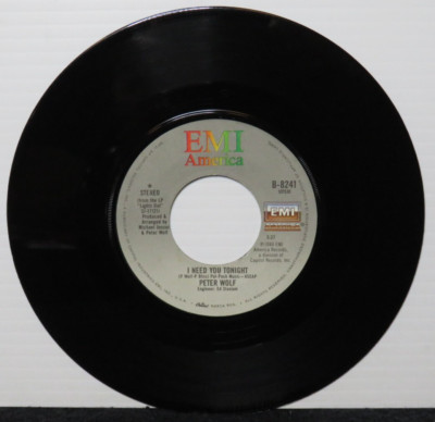 PETER WOLF I NEED YOU TONIGHT/BILLY BIGTIME (VG+) B-8241 45 RECORD