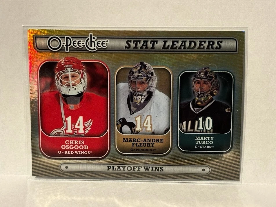 Chris Osgood Marc-Andre Fleury Marty Turco 2008-09 O-Pee-Chee Stat Leaders SL14