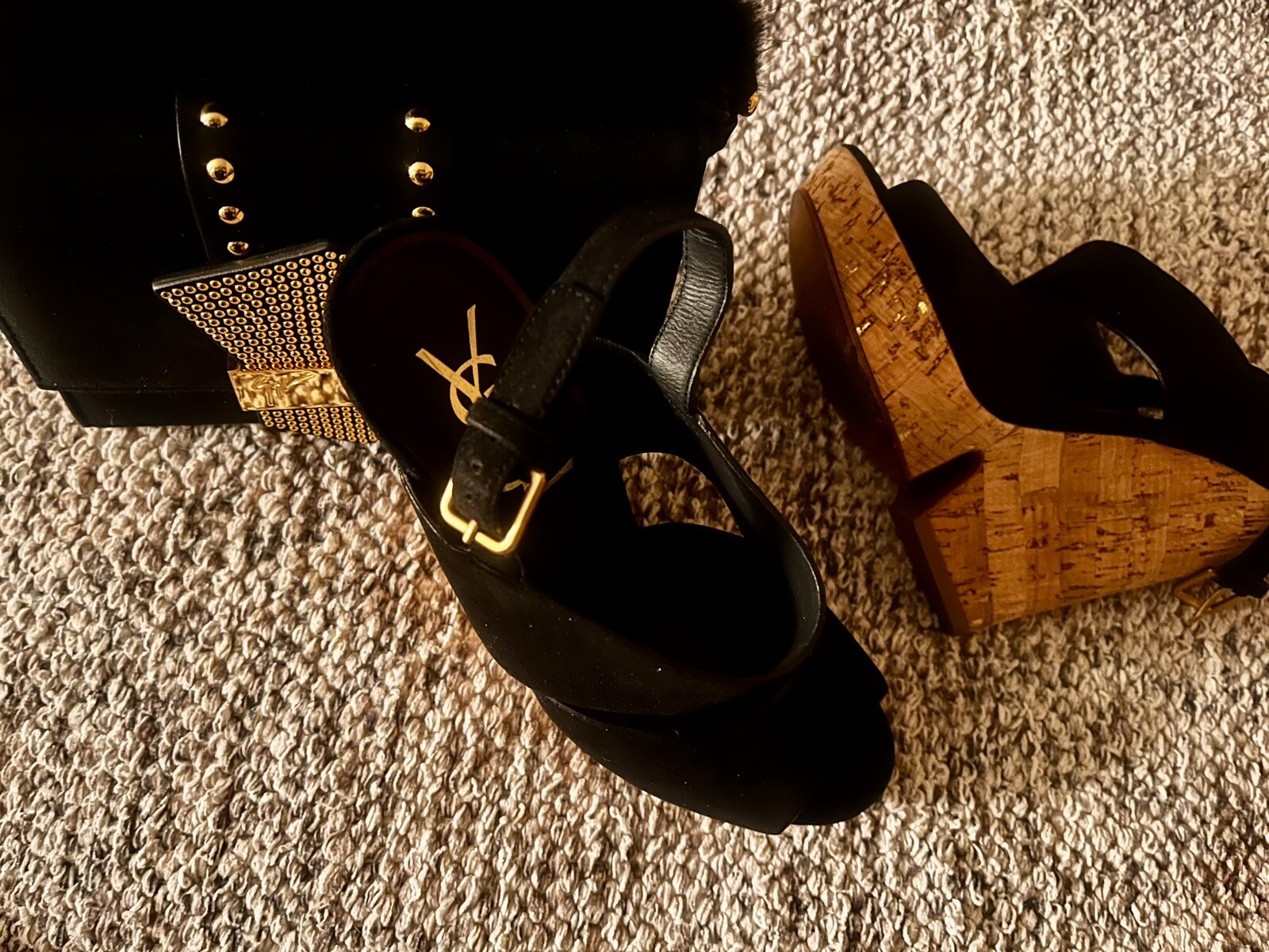 Zeppe Deauville YSL Yves Saint Laurent in camoscio e sughero ???️?