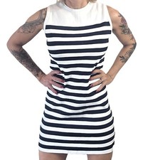 ZARA Women’s Mini Dress - Striped Black & White, Size S
