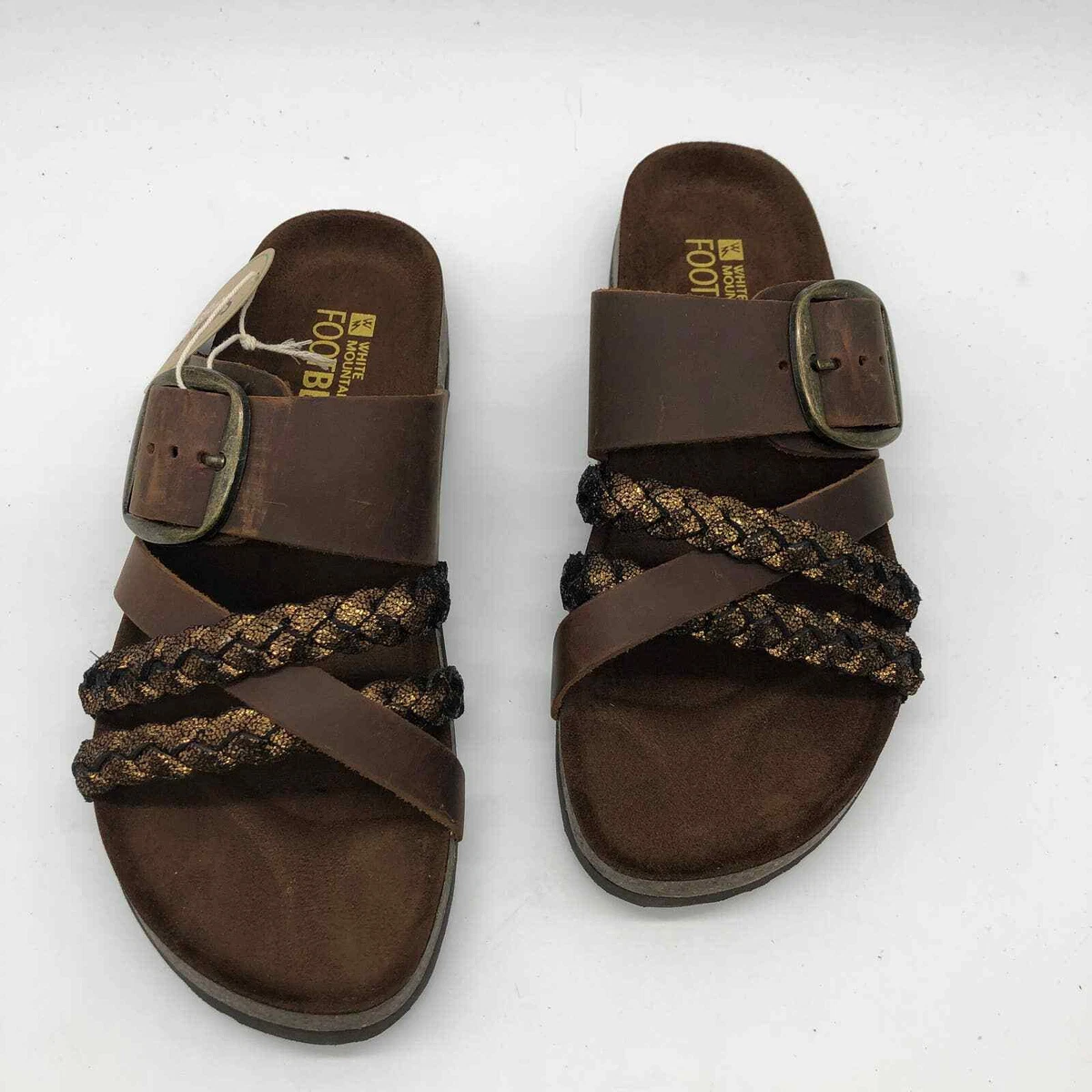 White Mountain Womens Healing Footbeds Leather Sandal Brown 7 New