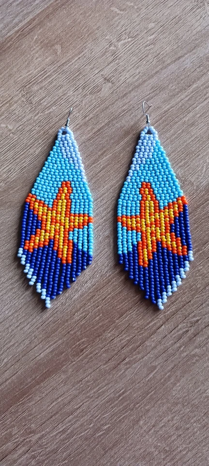 Handmade Beaded Starfish Earrings Chic Summer Beach Earrings For Women - Image 4 of 4