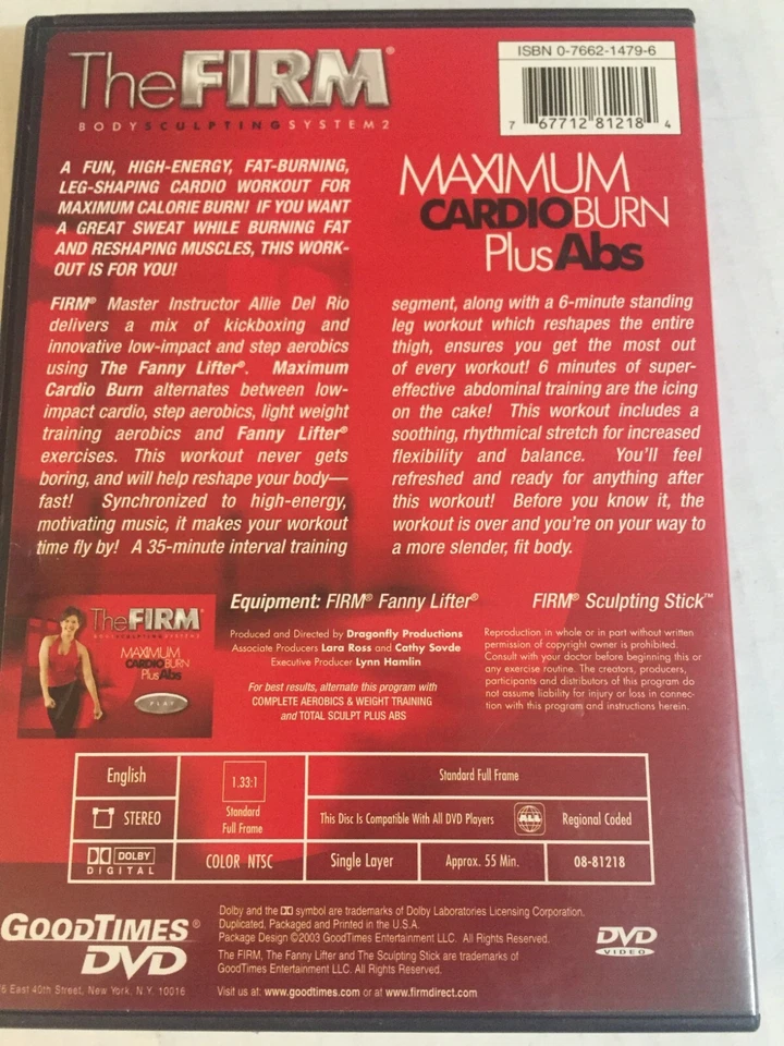 The Firm Maximum Cardio Burn Plus Abs DVD Ships  Same Day With Tracking - Image 2 of 2