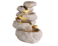 Cascata Rocciosa Fontana Ceramica Illuminazione LED 35cm Fontana e Gioco Acqua