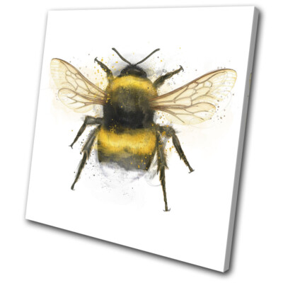 Bumble Bee Nature Paint Animals SINGLE CANVAS WALL ART Picture Print