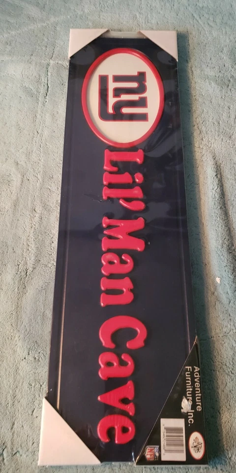 "Letrero de madera de la cueva de Lil' Man de los New York Giants NFL marco de placa 23"" x 7""" Foto 2 de 2