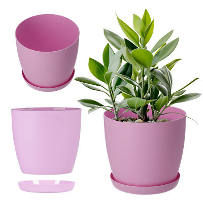KADAX Blumentopf mit Untersetzer, rund, 16 cm, Rosa
