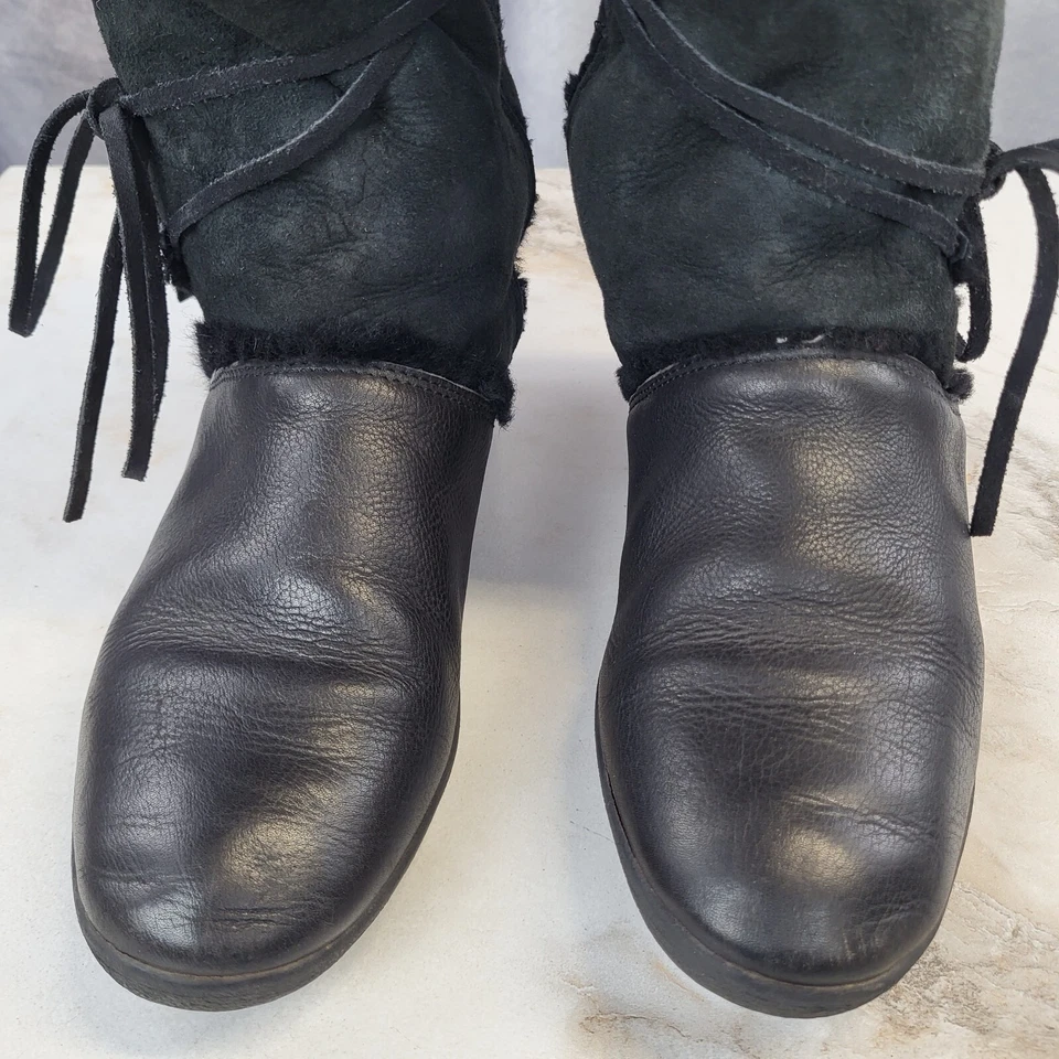 Женские кожаные зимние/снежные сапоги Tecnica мокасины стриженный мех размер 40 черные - Изображение 4 из 4