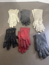 6 Pairs of Vintage Ladies Leather Gloves Evening Embroidered Driving Winter
