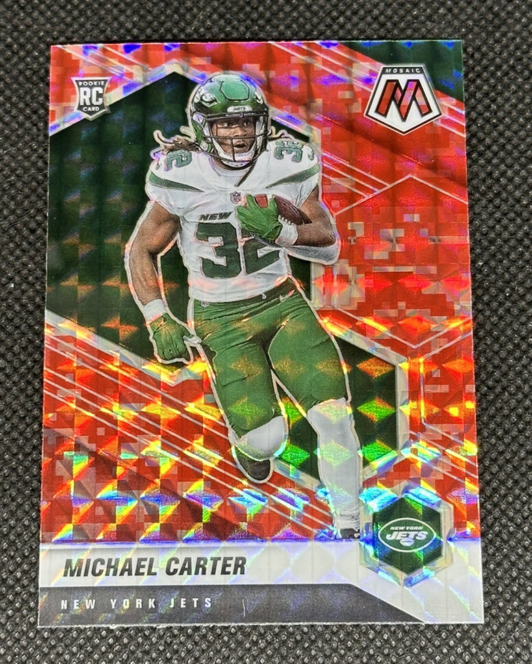 Michael Carter 2021 Panini Mosaic #335 RC Red Prizm New York Jets