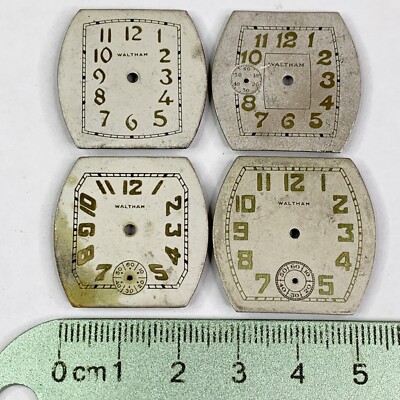 4 Waltham Watch Dials Face Part Repair Art Deco Watchmaker Lot Vtg Gold Repair 4