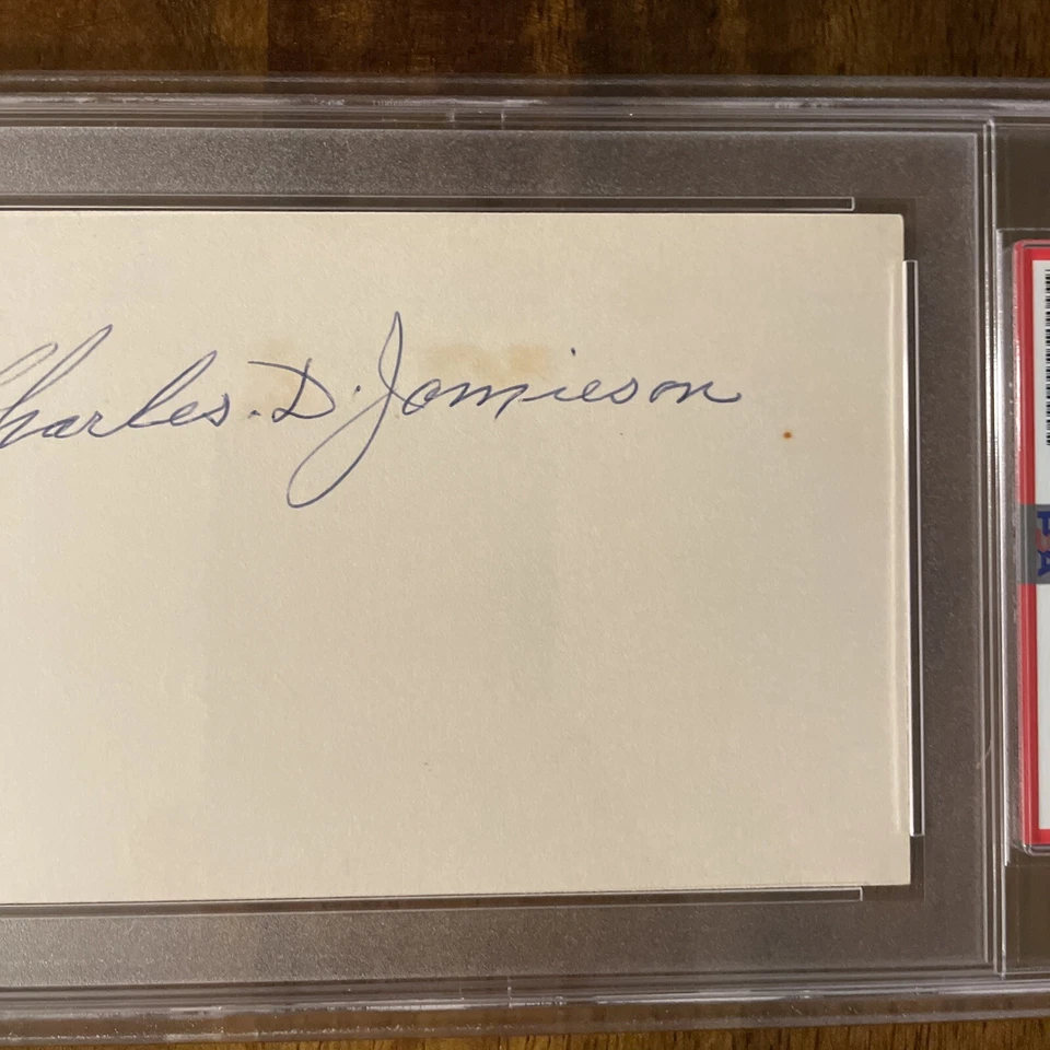 RARE PSA CHARLIE JAMIESON 3x5 INDEX CARD BASEBALL AUTOGRAPH SENATORS INDIAN A'S - Image 3 of 4