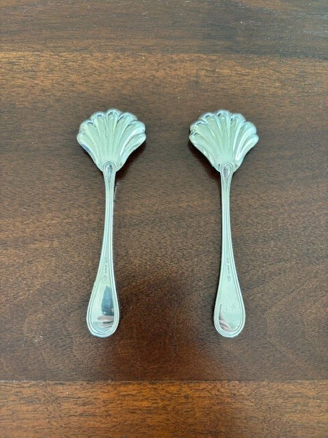 2 Vintage Italian Sterling Silver Shell Tea Caddy Spoons - Image 2 of 2