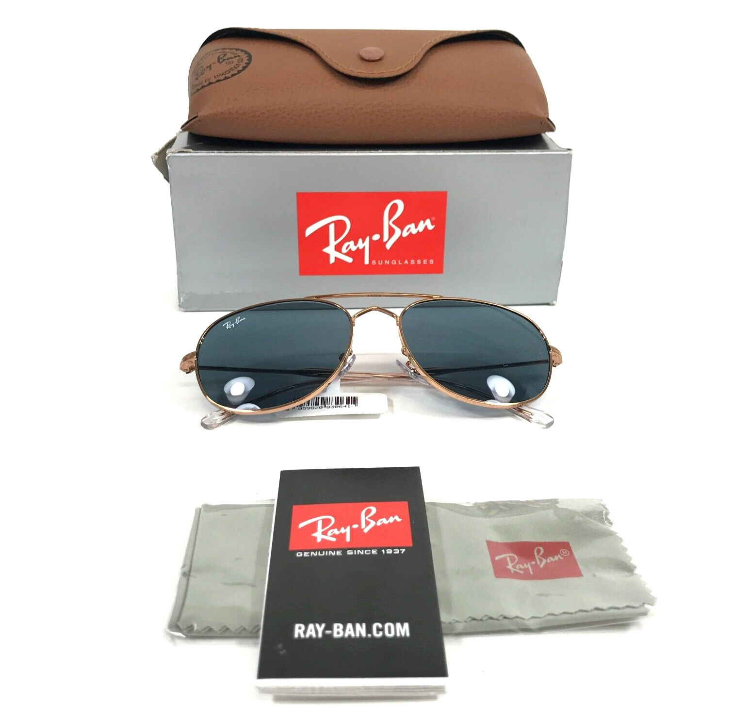 Ray-Ban Sunglasses RB3735 Bain Bridge 9202/R5 Rose Gold Frames with Blue Lenses