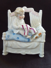 NA360 ANTIQUE CONTA & BOEHME YOUNG GIRL PUTTING ON NIGHT STOCKINGS TRINKET BOX