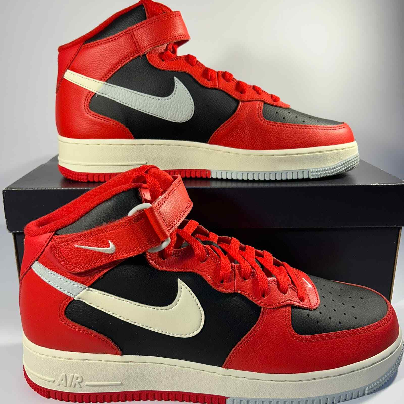air force 1 mid red and black
