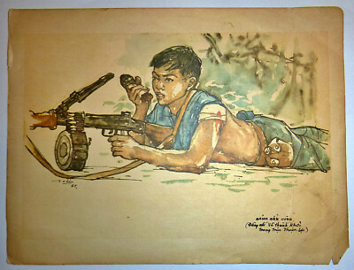 Vietnam Liberation War Art - Fight to the End - Martyr Vo Thanh Khoi - 1965