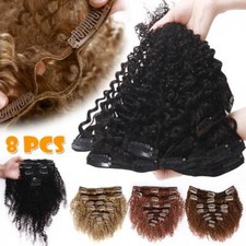 100 REMY Afro Kinky Curly Clip In Human Hair Extensions THICK Blonde Curls 120G